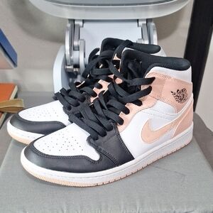 Women's Black and Pink High-Top Sneakers